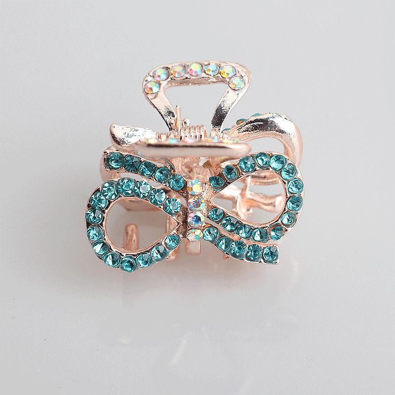 Mini Alloy Hair Claw with Bow and Rhinestones Hairpin