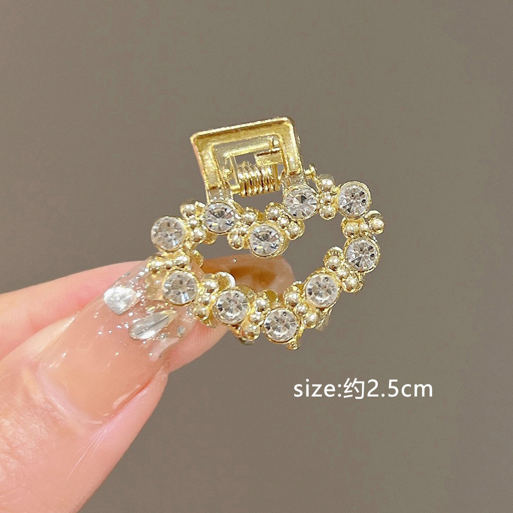 Mini Alloy Hair Claw with Bow and Rhinestones Hairpin
