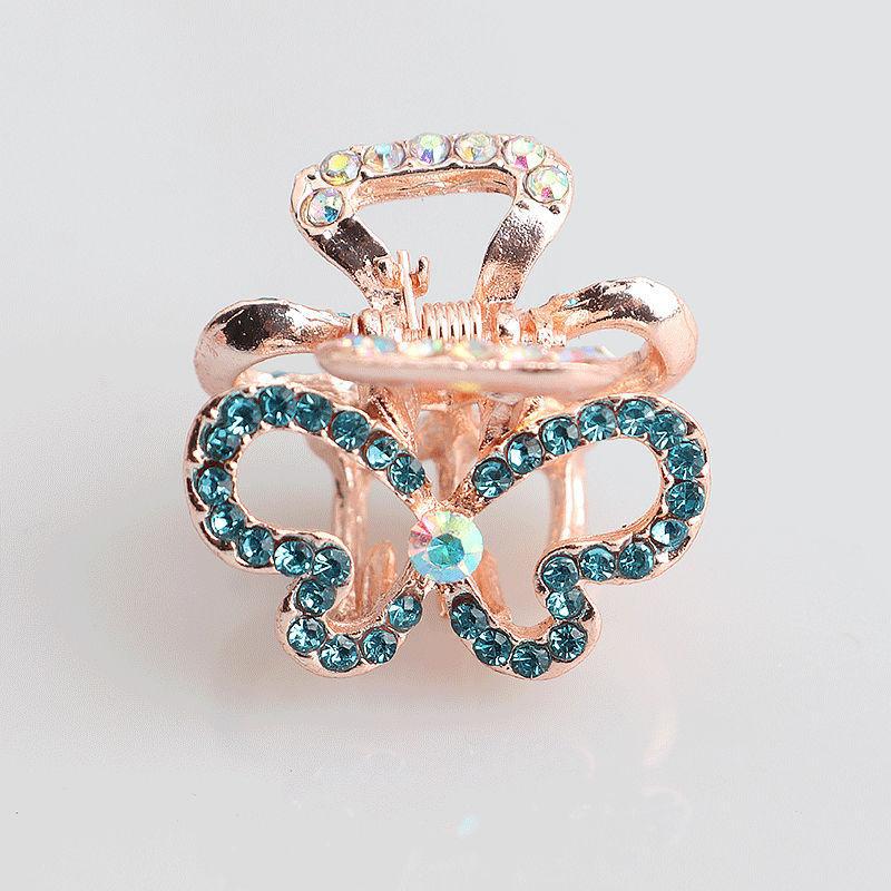 Mini Alloy Hair Claw with Bow and Rhinestones Hairpin