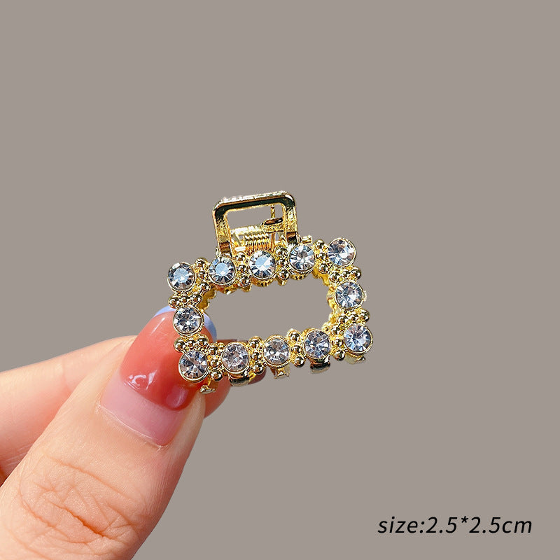 Mini Alloy Hair Claw with Bow and Rhinestones Hairpin