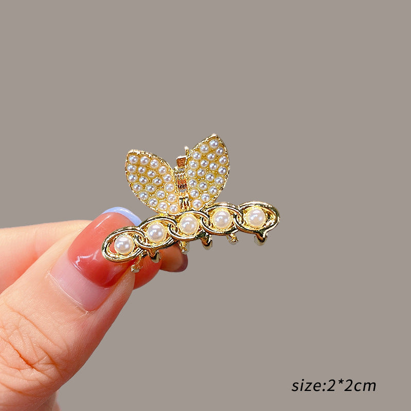 Mini Alloy Hair Claw with Bow and Rhinestones Hairpin