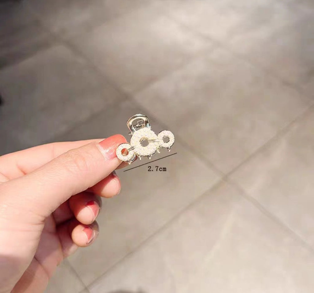 Mini Alloy Hair Claw with Bow and Rhinestones Hairpin