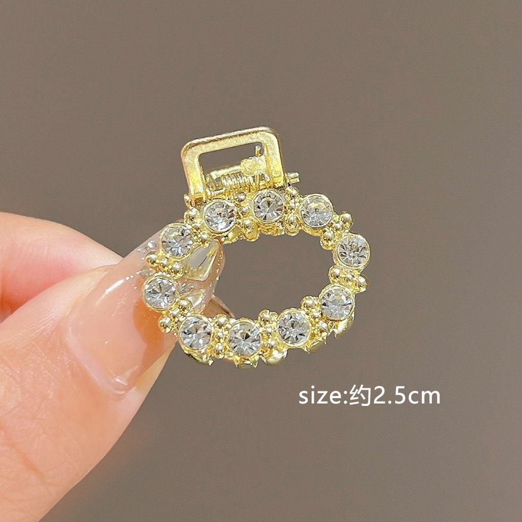 Mini Alloy Hair Claw with Bow and Rhinestones Hairpin