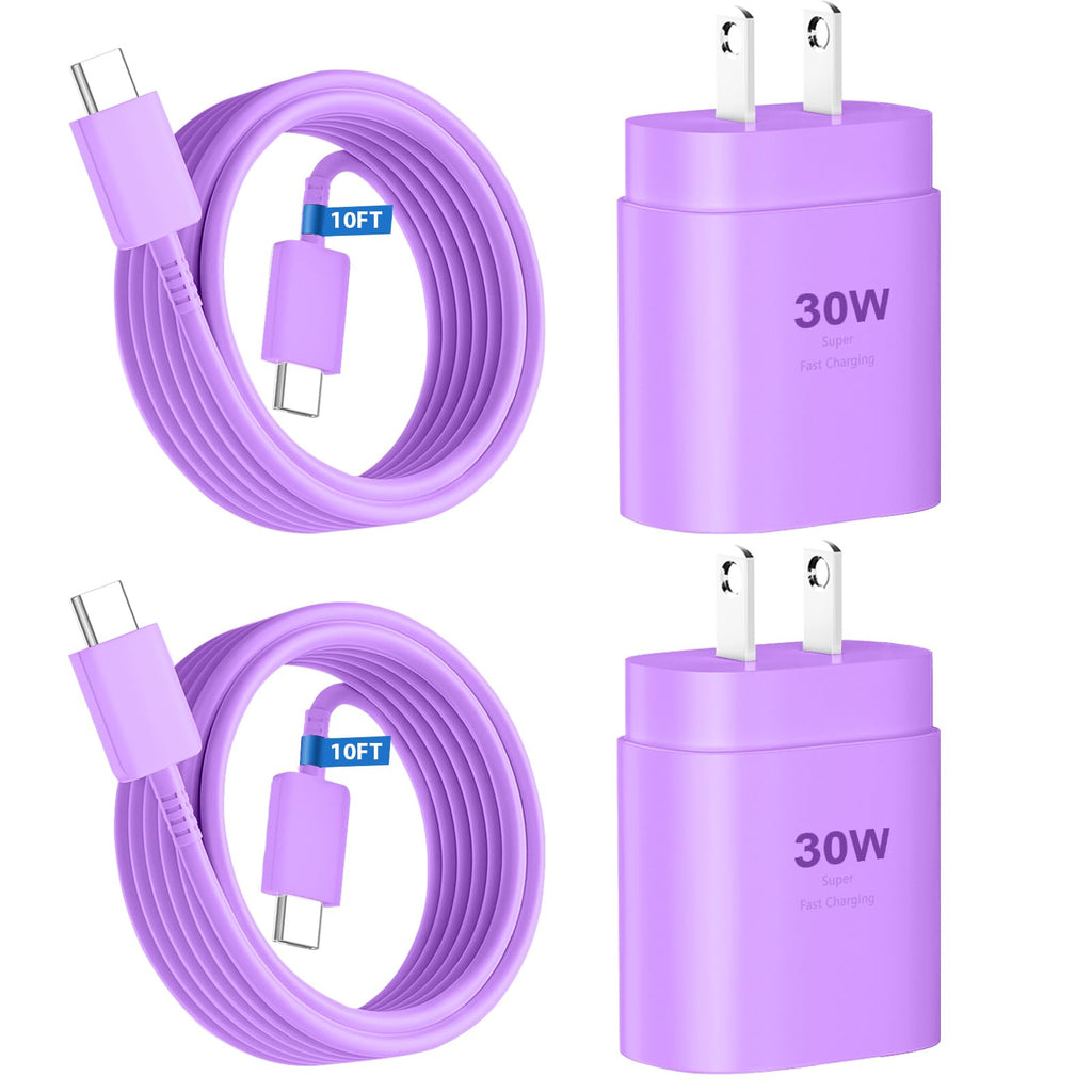 Phone 16 15 Charger30W USB C Fast Charger Block & 10FT Long C to C Fast Charging Cable Cord for Phone 16 15/16 15 Pro Max/ 16 15 Plus/ 15 MiniPro 12.9/11 inch10th GenSamsung Galaxy S24UltraPurple