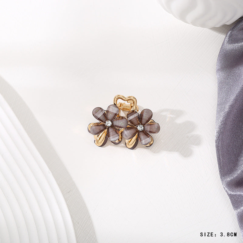 Mini Alloy Hair Claw with Bow and Rhinestones Hairpin