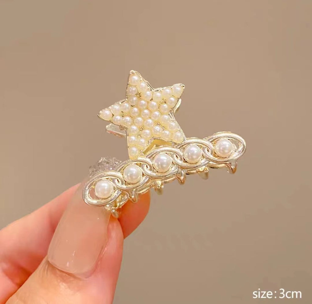 Mini Alloy Hair Claw with Bow and Rhinestones Hairpin