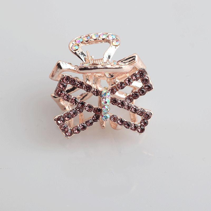 Mini Alloy Hair Claw with Bow and Rhinestones Hairpin