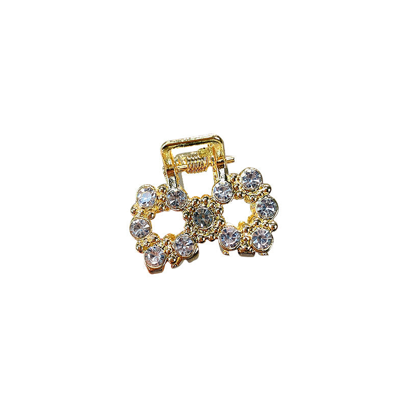 Mini Alloy Hair Claw with Bow and Rhinestones Hairpin