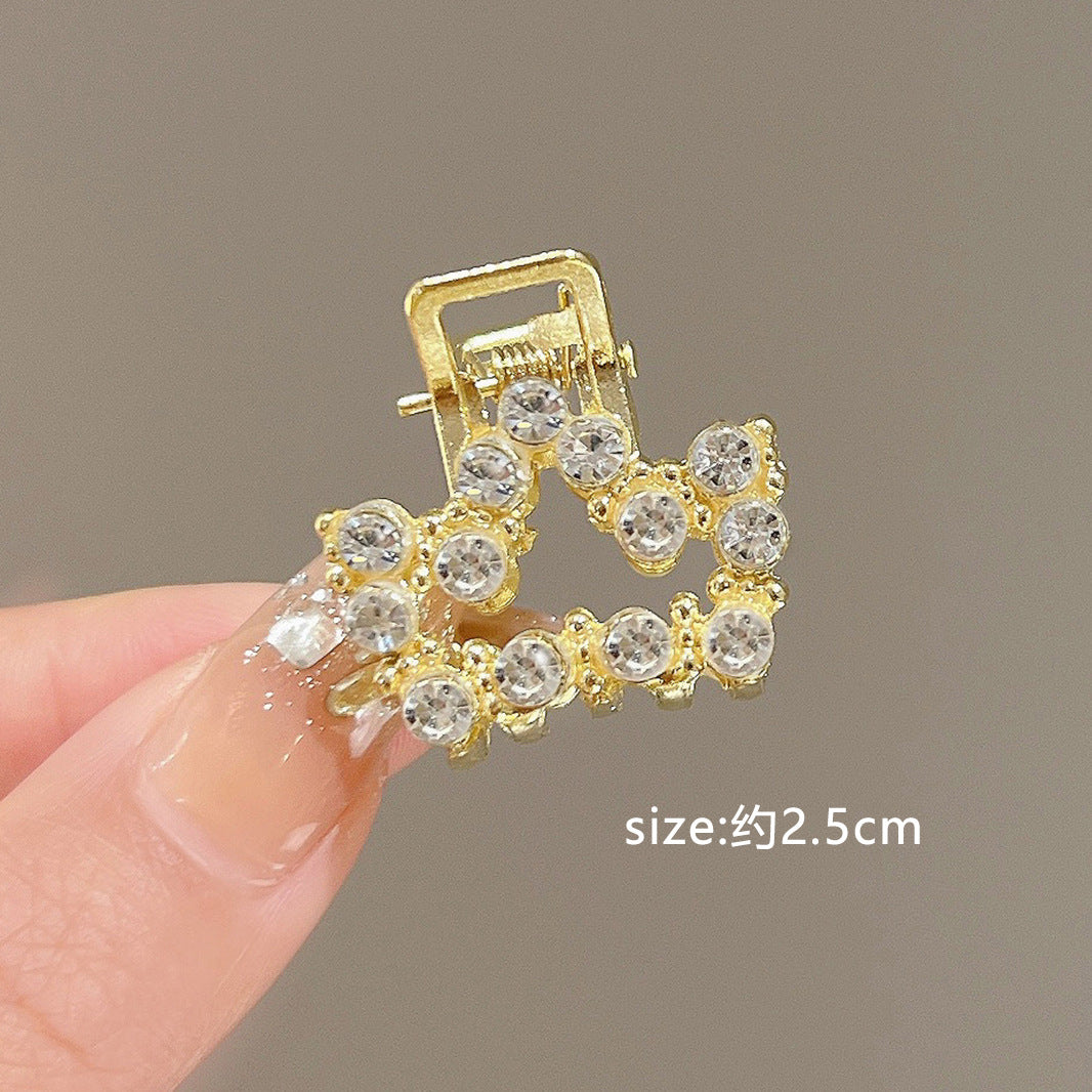 Mini Alloy Hair Claw with Bow and Rhinestones Hairpin