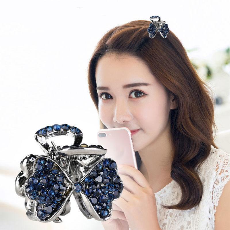Mini Alloy Hair Claw with Bow and Rhinestones Hairpin