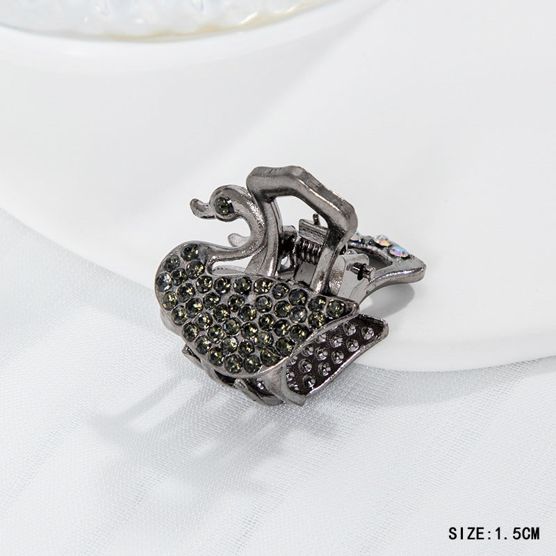 Mini Alloy Hair Claw with Bow and Rhinestones Hairpin