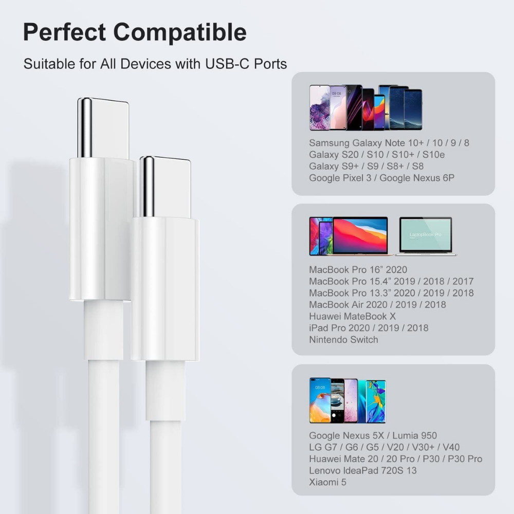 3FT Type-C to Type C USB-C Fast Charger Cable Cord