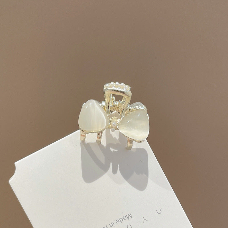 Mini Alloy Hair Claw with Bow and Rhinestones Hairpin