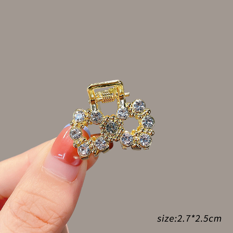 Mini Alloy Hair Claw with Bow and Rhinestones Hairpin